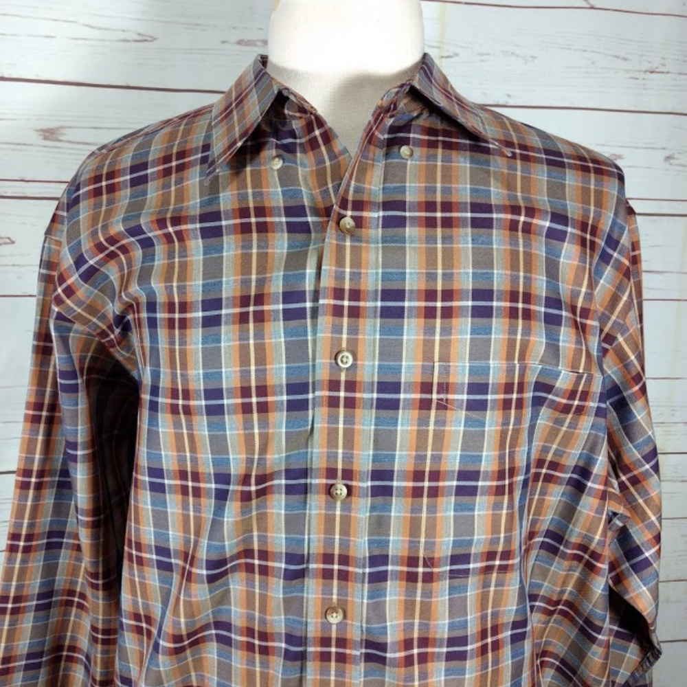 Jos A Bank Travelers Button Down Plaid Shirt XL